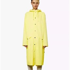 NWT RAINS Longer Jacket Raincoat XL Straw Yellow (Unisex) Waterproof MSRP $140